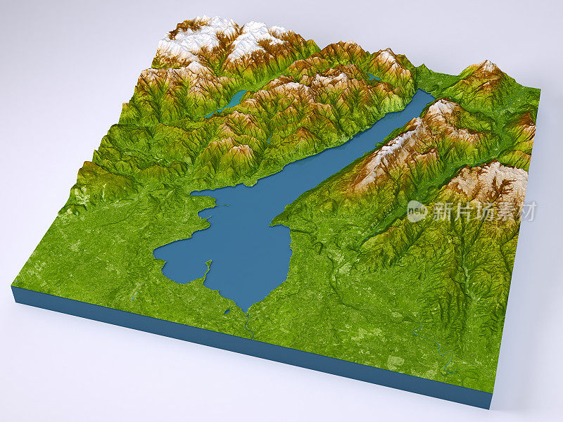 Lago Di Garda 3D模型颜色地形图上的蓝色